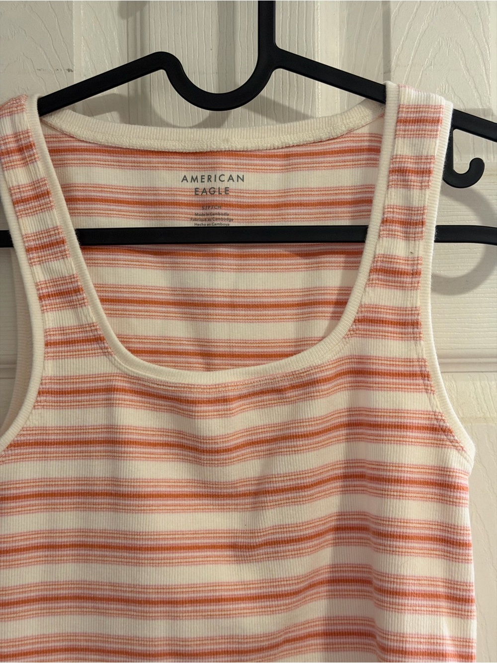 American Eagle Outfitters Coral and White Striped Ribbed Tank - Picture 5 of 6